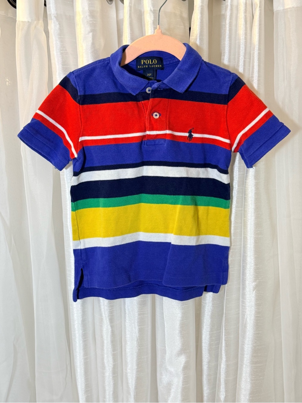 Polo by Ralph Lauren Kids Bold Rainbow Stripe Polo - Blue Red Yellow Green